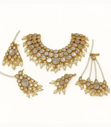 Sheesha Kundan Choker Set with Jhoomer Teeka and Sahara Earrings