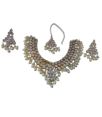 White Kundan Necklace Set – Elegant Bridal & Party Wear Jewelry