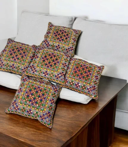 Handcrafted Shesha Tanka Embroidered Cushion Covers