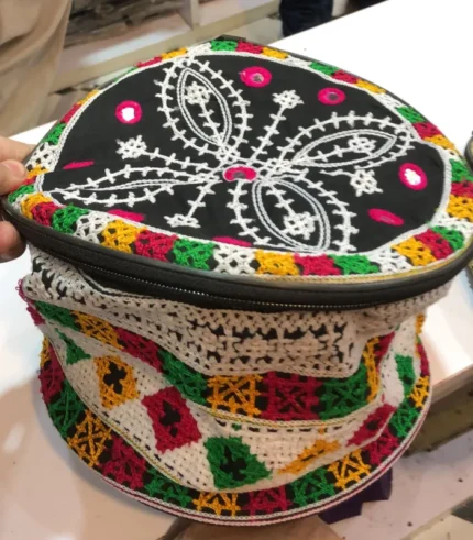 Traditional Sindhi Hand-Embroidered Hotpot Cover with Foam Insulation