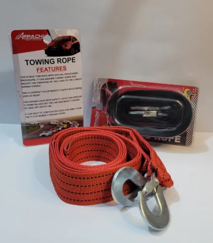 Appachi Heavy-Duty Fluorescent Towing Strap with Forged Safety Hooks