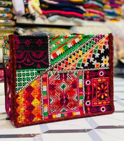 Handcrafted Sindhi Embroidered Tote Bag with Mirror Work