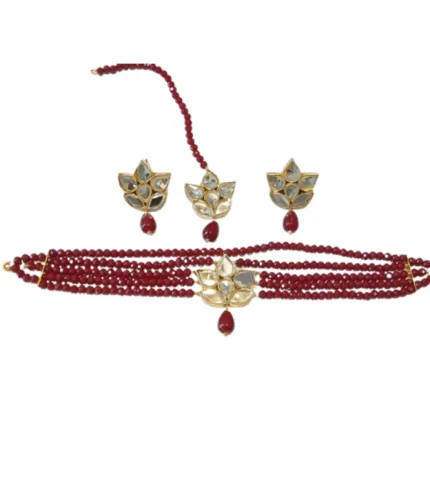 Beaded choker sets, earrings & maang tikka (Available in  many colors)